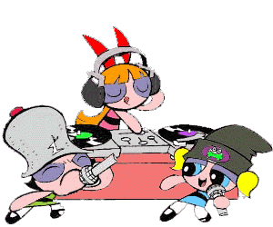 powerpuff girls being swag djs